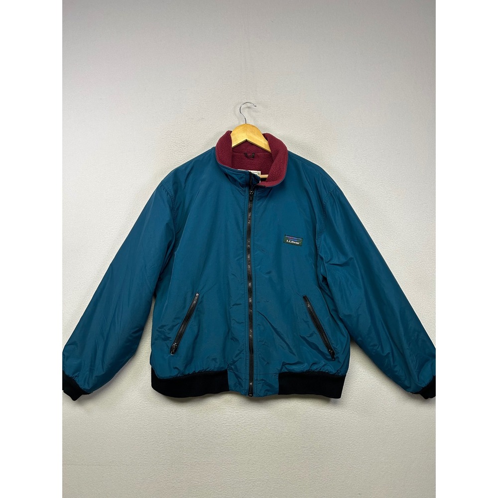 Vintage Gorpcore LL Bean Mens XL Teal Blue Fleece Lined Warm-up Bomber USA
